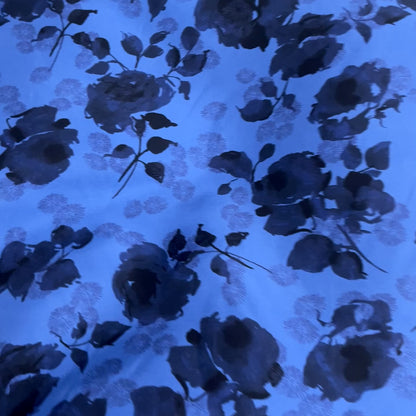 Twill di Seta Floreale Blu| 2,10 × 1,40 m