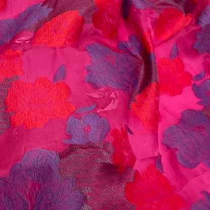 Jacquard Triple Organza – Floral Fuchsia