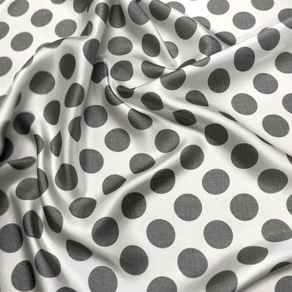 Mother-of-Pearl Grey Polka Dot Silk Twill