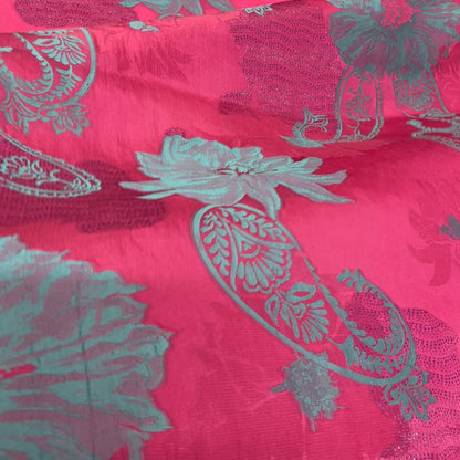 Triple Organza Jacquard – Floral Fuchsia Green