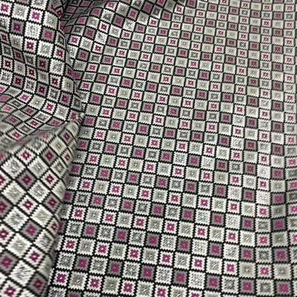 Geometric jacquard - black, grey, and fuchsia