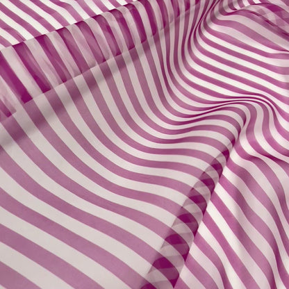 Silk Organza - Fuchsia Stripes