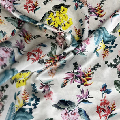 Raso di Seta Fantasia Tropicale Floreale – 4,00 × 1,40 m