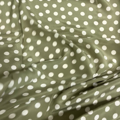 Seta Crepe a Pois Verde Salvia – 1,40 × 1,40 m