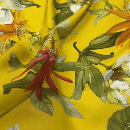 Twill di Pura Seta – Floreale su Giallo Sole