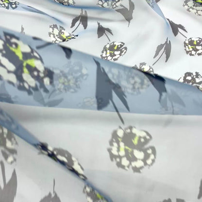 Silk Organza - Floral Powder Blue