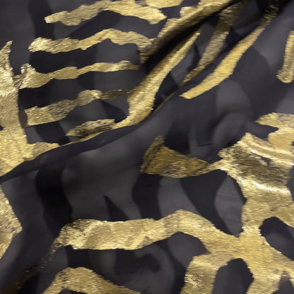 Lame Devoré Organza - Black Gold