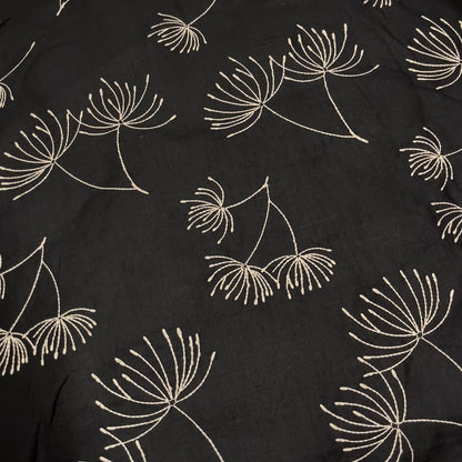 Cotone Ricamato Fiorato Nero e Beige