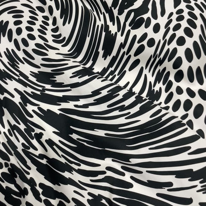 Seta Crepe  Satin Back - Astratta bianco e nero