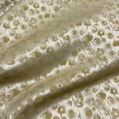 Cady Viscosa Jacquard Satinato Floreale Verde