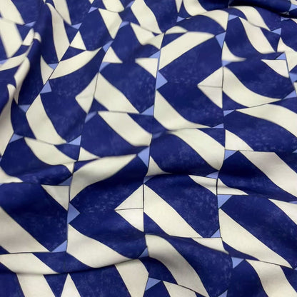 Viscosa Satin Geom Blu