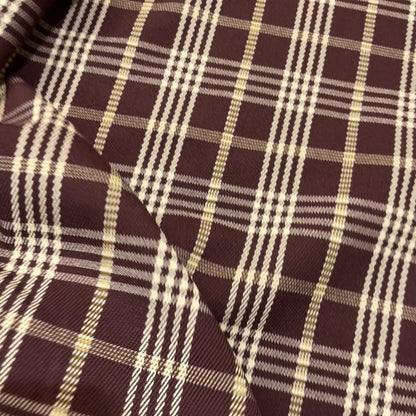 Pura Lana Twill Pesante Tartan – Bordeaux e Panna