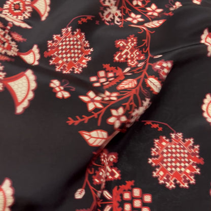 Crêpe de Chine Pura Seta – Nero, Rosso e Avorio