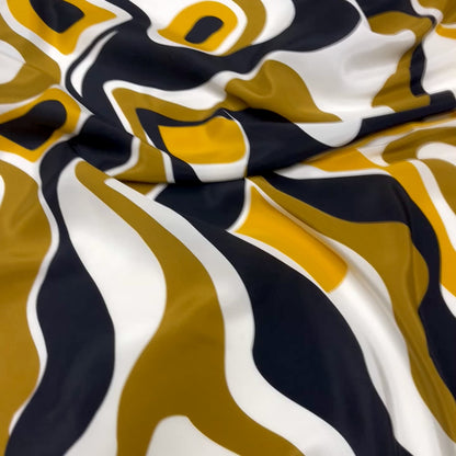 Seta Crepe de Chine -  Astratto Ocra e Nero