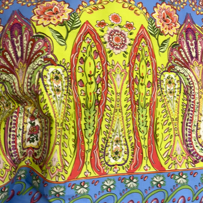 Cotone -  Paisley Floreale con Bordo Ornamentale