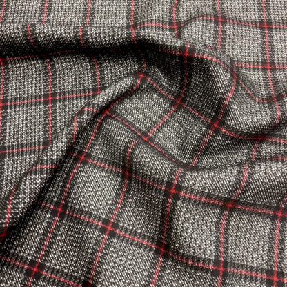 Wool and Silk (Medium Weight) - Black and Red Check