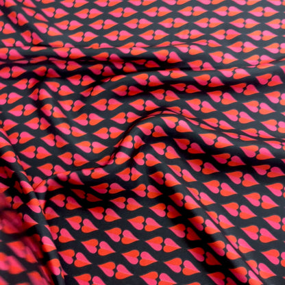 Twill di Seta - Fantasia Cuori Rosa e Rossi
