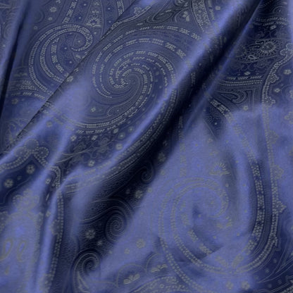 Raso di Pura Seta Paisley Blu