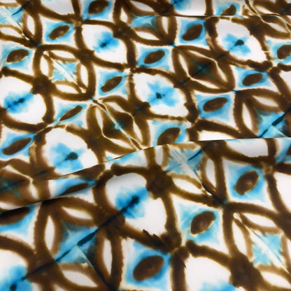 Cotone Fantasia- Geometrica Marrone e Azzurro