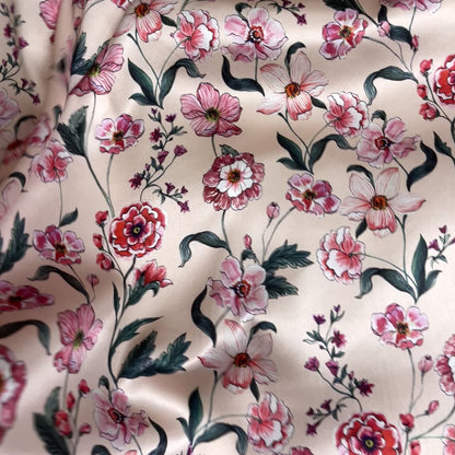 Raso di Seta Elasticizzato Floreale Cipria – 3,70 × 1,40 m