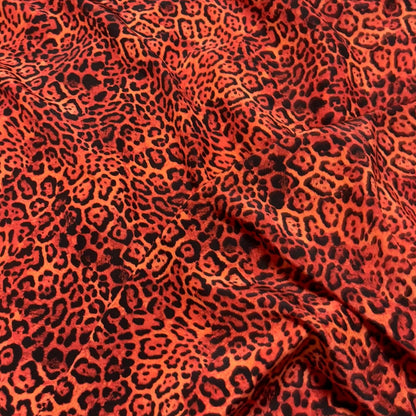 Seta Crepe de Chine - Animalier Rosso