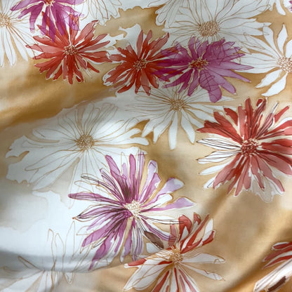 Twill di Seta Floreale Arancio e Corallo  – 2,90 × 1,40 m