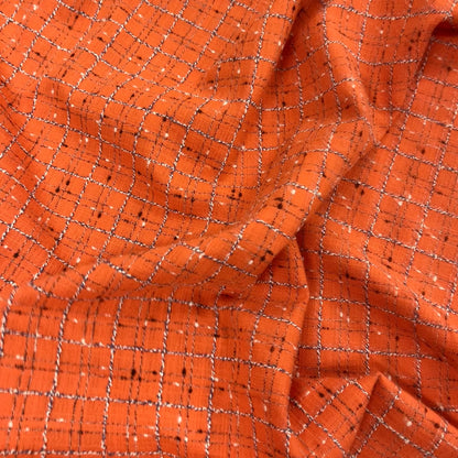 Tweed Cotone GG  - Bouclé a Quadri Arancione