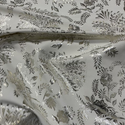 Jacquard Floreale Metallizzato in Poliestere e Cotone