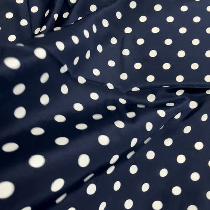 Seta Crepe a Pois Blu Navy – 3,00 × 1,40 m