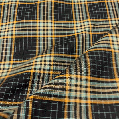 Pura Lana Tartan – Nero, Ocra e Verde Acqua