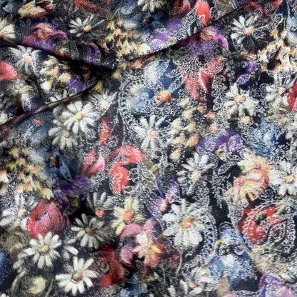 Multicolor Floral Jacquard Silk with Lurex Effect