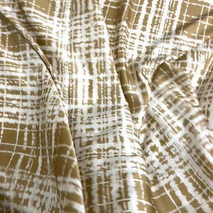 Raso di Seta Elasticizzato Fantasia Geometrica Beige – 3,20 × 1,40 m