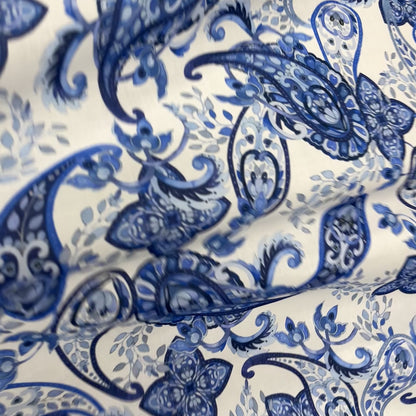 Cotone Leggero Paisley Blu