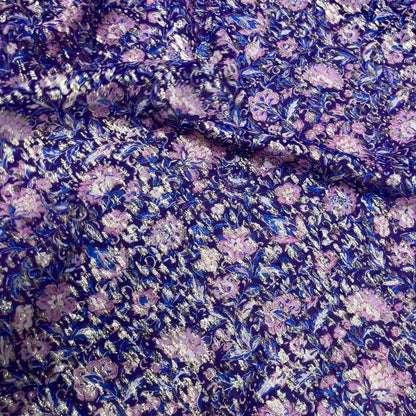 Viscosa Fil Coupé Lamé Floreale Viola