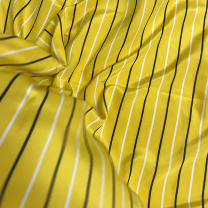 Seta Crepe de Chine a Righe Giallo Sole – 1,60 × 1,40 m