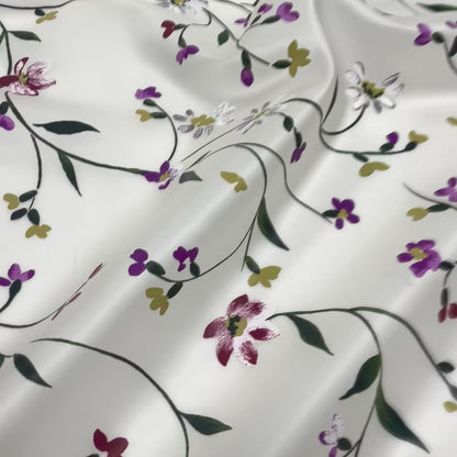 Doppia Organza di Seta - Floreale Effetto Dipinto a Mano