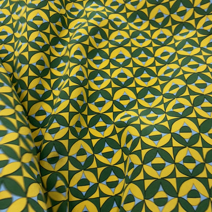 Crêpe de Chine Seta – Geometrico Verde, Giallo e Azzurro