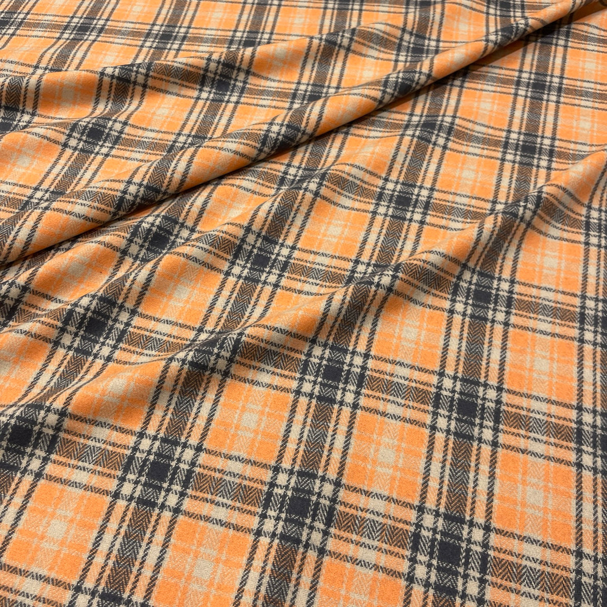 Pura lana tartan arancio, grigio antracite e beige