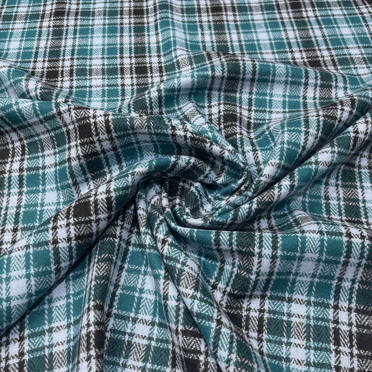 Caduta fluida della pura lana tartan verde petrolio