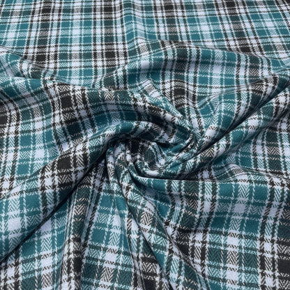 Caduta fluida della pura lana tartan verde petrolio
