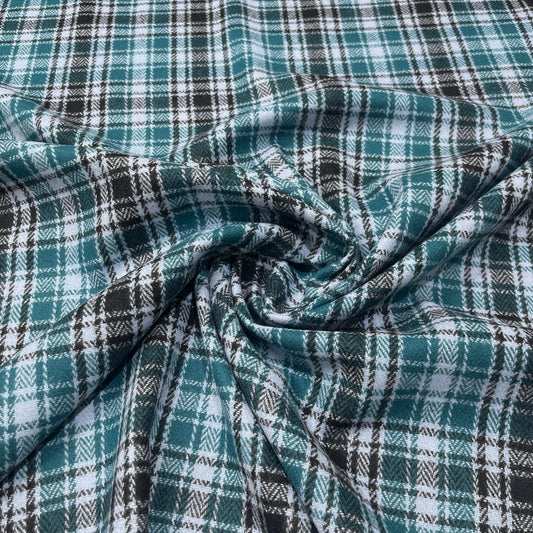 Caduta fluida della pura lana tartan verde petrolio