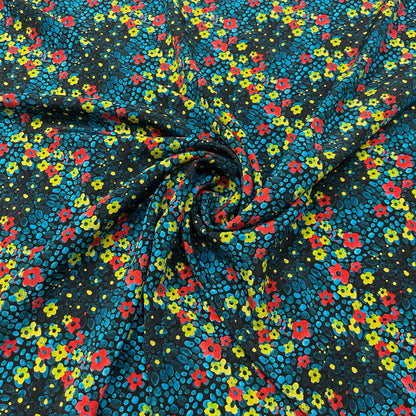 Crêpe de Chine Emanuel Ungaro in pura seta con microfantasia floreale multicolore