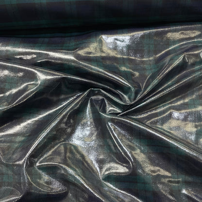 Tartan in pura lana vergine spalmata impermeabile verde e blu - drappeggio