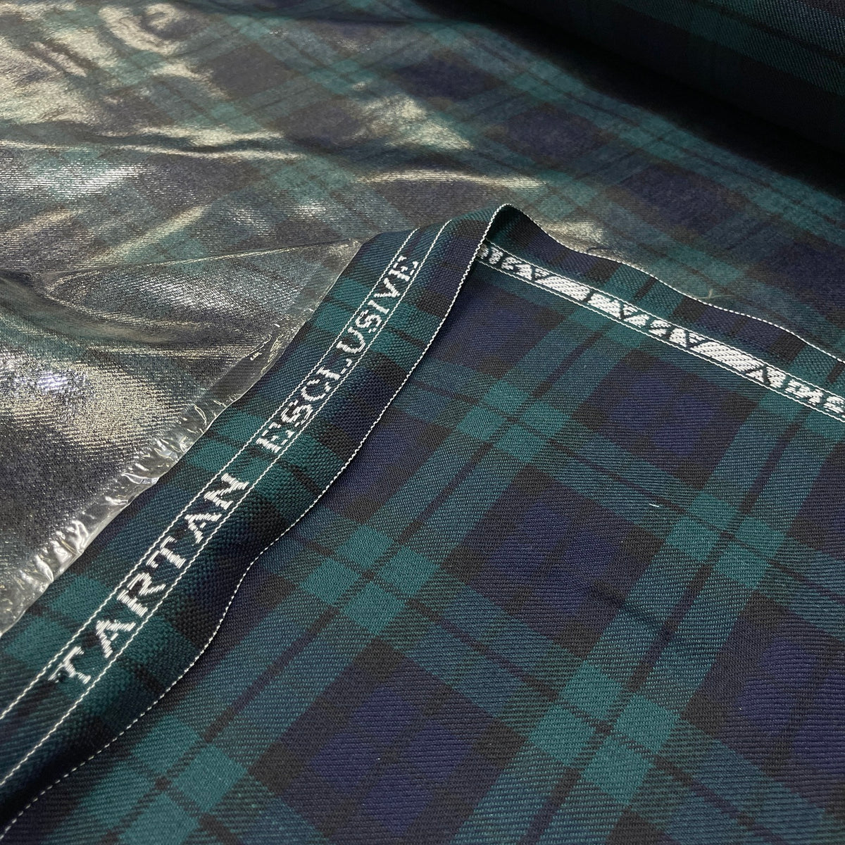 Tartan in pura lana vergine spalmata impermeabile verde e blu - cimossa