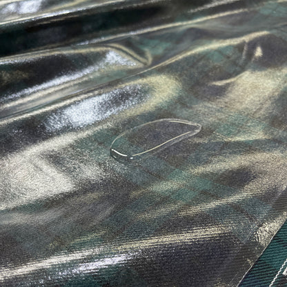 Tartan in pura lana vergine spalmata impermeabile verde e blu - test impermeabilità